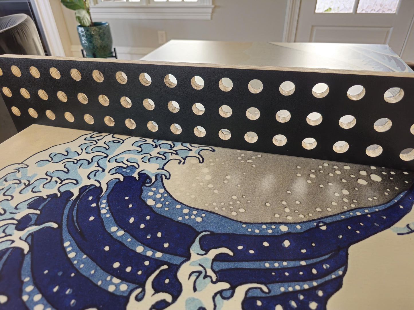 Playable Art with The Great Wave Design, Wall-Mounted, Ping Pong Table