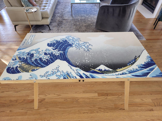 Playable Art with The Great Wave Design, Wall-Mounted, Ping Pong Table