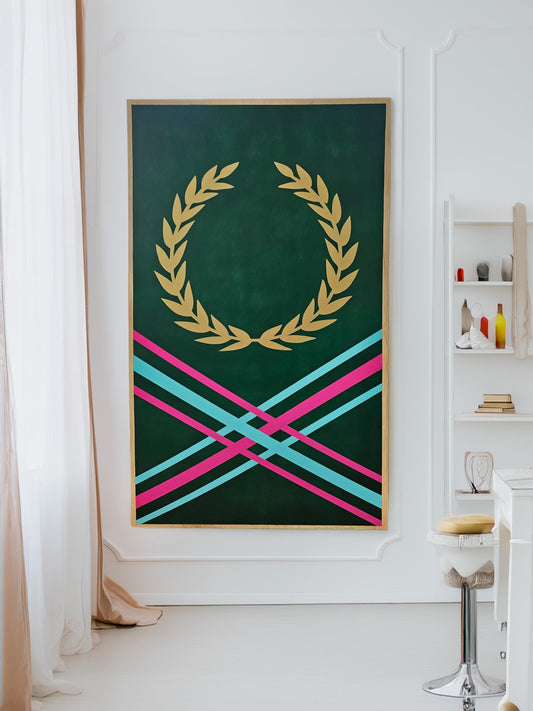 Playable Art with Laurel Wreath Design, Wall-Mounted, Ping Pong Table