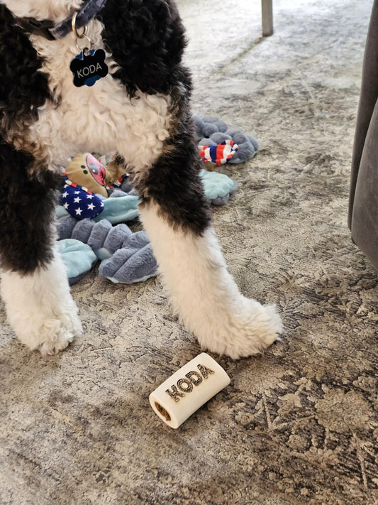 Personalized Dog Bone with Peanut Butter Flavored Filling, Gotcha Day, Pet Birthday, Pet Christmas, New Pet, Granddog, Custom Gift